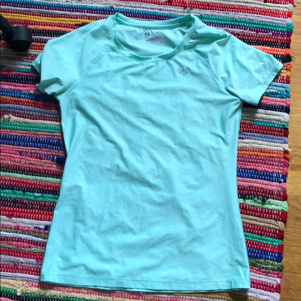 Mint green under armour athletic shirt
